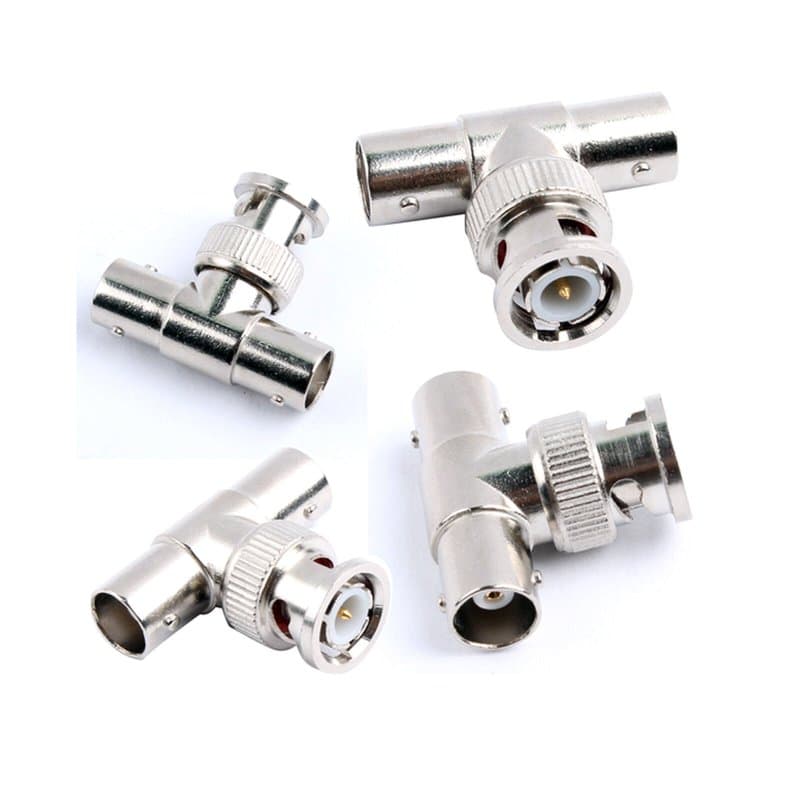BNC 3-Way T Splitter Adapter Male to Dual Female CCTV Connector thumbnail 2