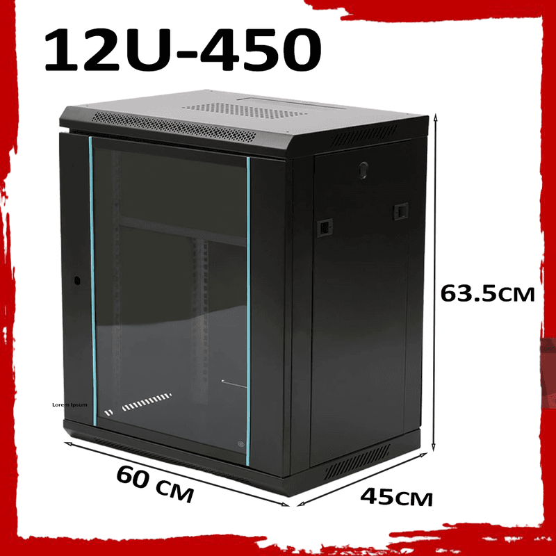 9U 450mm Server Rack Data Network Cabinet - Wall/Floor Mounted, Lockable, Black