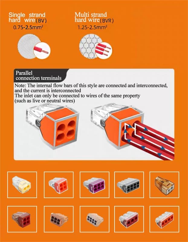 PCT-104 Push Wire Connector 4 Port Inline Terminal Block 1.5–4mm² thumbnail 2