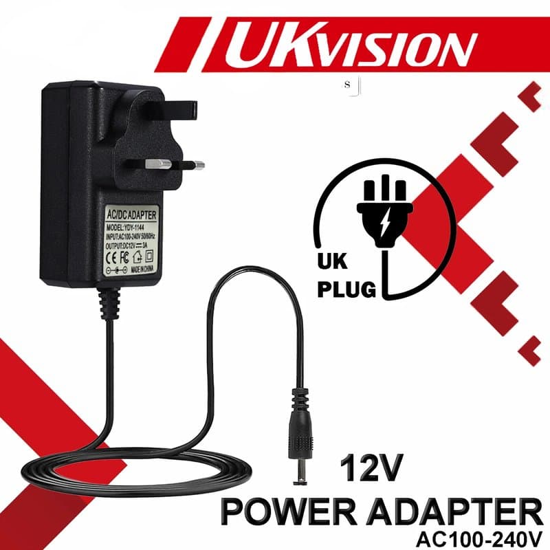 UKVISION 12V 3A CCTV Power Supply Adapter UK Plug DC 5.5mm