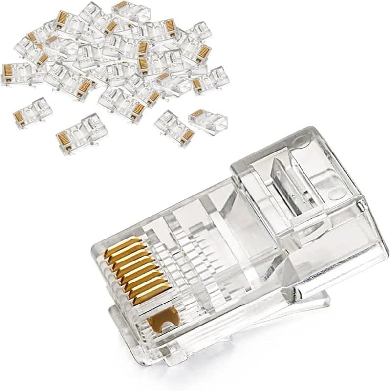 Gold-Plated RJ45 CAT5e 8P8C Crimp Plug for Ethernet and CCTV IP thumbnail 2