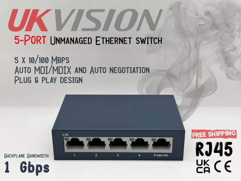 5-Port Fast Ethernet Desktop Switch - RJ45 LAN Network Splitter 10/100Mbps - Image 1