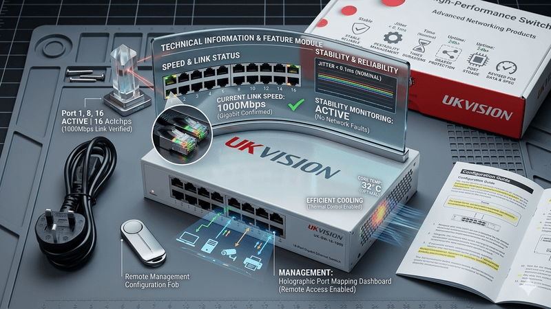 UKVISION UK-SW-16-1000 16-Port Gigabit Ethernet Switch Rackmount thumbnail 9