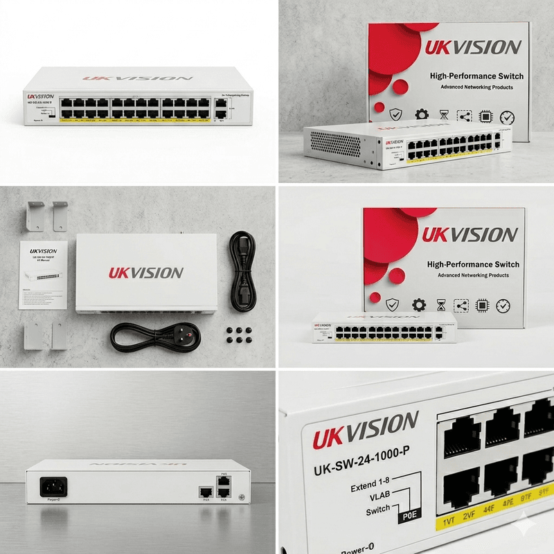 UKVISION UK-SW-24-1000-P 24-Port Gigabit PoE Switch 2 Uplink thumbnail 6
