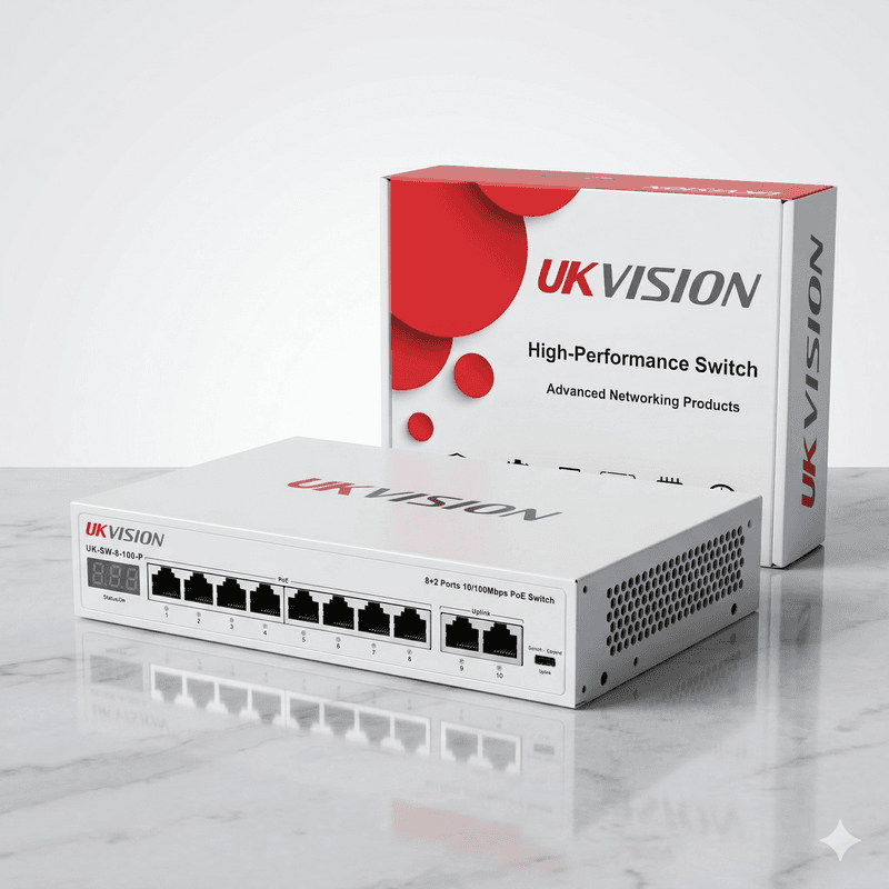 UKVISION UK-SW-8-100-P 8-Port PoE Switch 2 Uplink 250m Extend