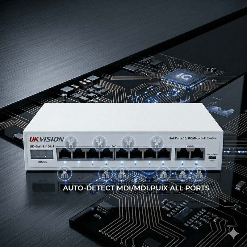 UKVISION UK-SW-8-100-P 8-Port PoE Switch 2 Uplink 250m Extend thumbnail 4