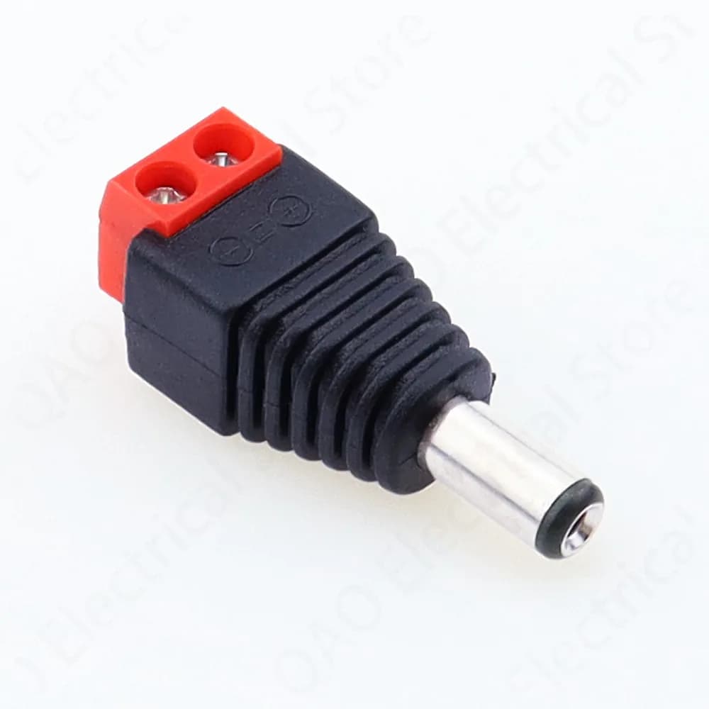 DC 2.1mm Male Power Plug Screw Terminal Connector CCTV 12V - Image 1