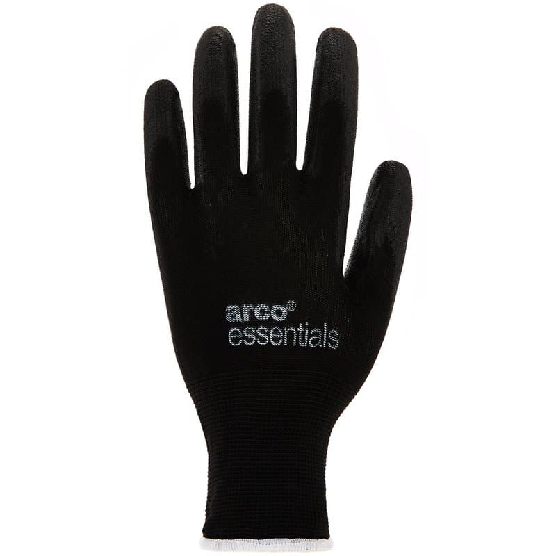 Arco Essentials Black PU-Coated Nylon Work Gloves - Image 1