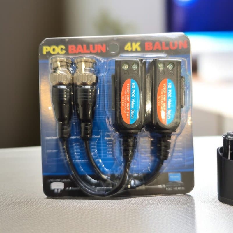 8MP 4K Passive PoC CCTV Video Balun BNC Screw Terminal - Image 1