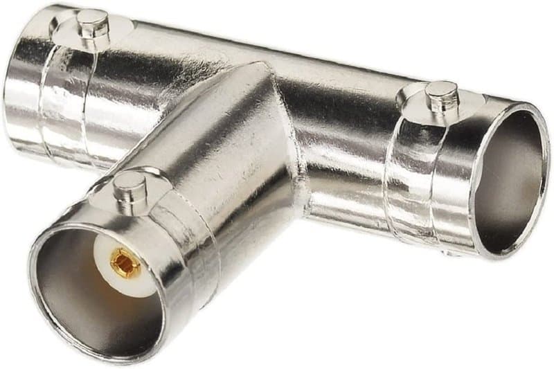 BNC Female to Dual Female T Adapter CCTV RF Signal Splitter - Image 1