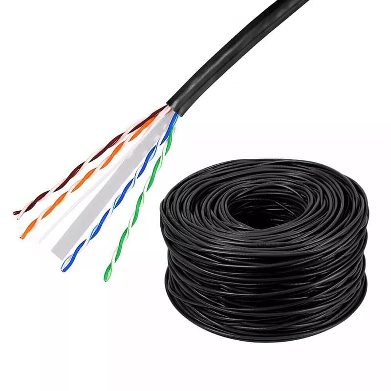 UKVISION 100m Cat5e External Ethernet Cable - UTP, 100% Solid Copper, Black