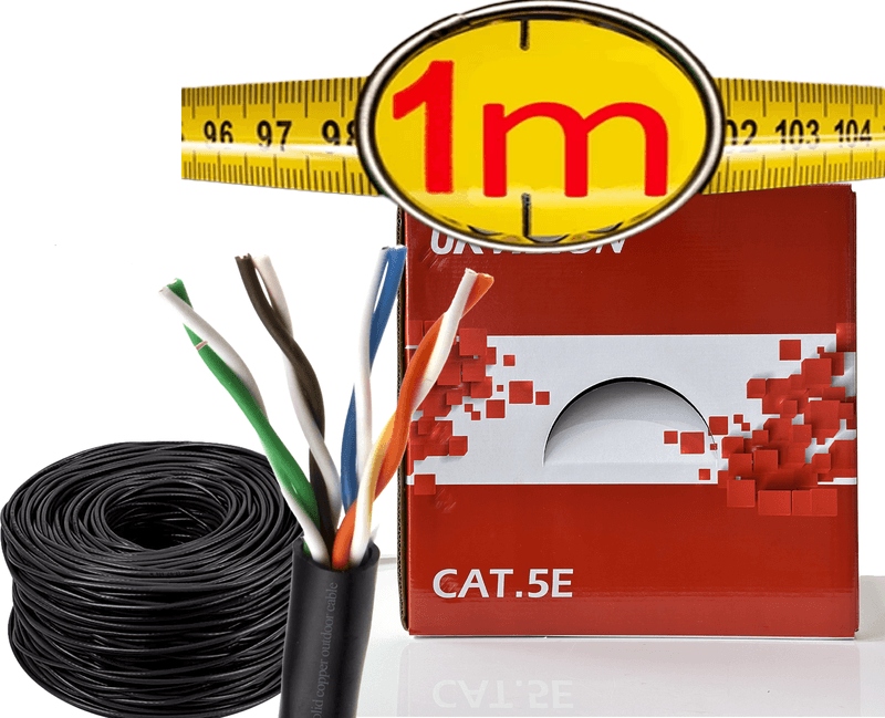 UKVISION Cat5e UTP Network Cable 1m Solid Copper Outdoor Black