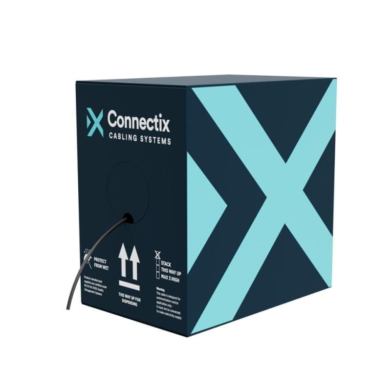 Connectix External Cat5e UTP Solid Cable 305m Black LDPE Outdoor Pull Box