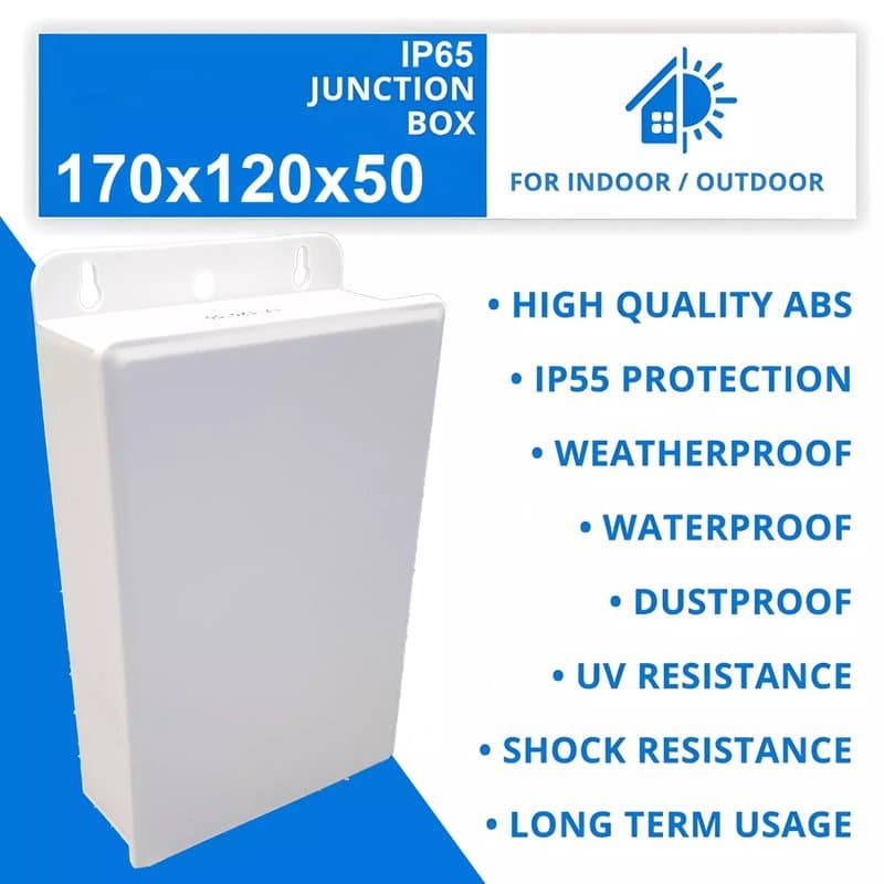 IP65 Waterproof Outdoor Junction Box - PVC Adaptable Enclosure (170x120x50mm, Grey) - Image 1