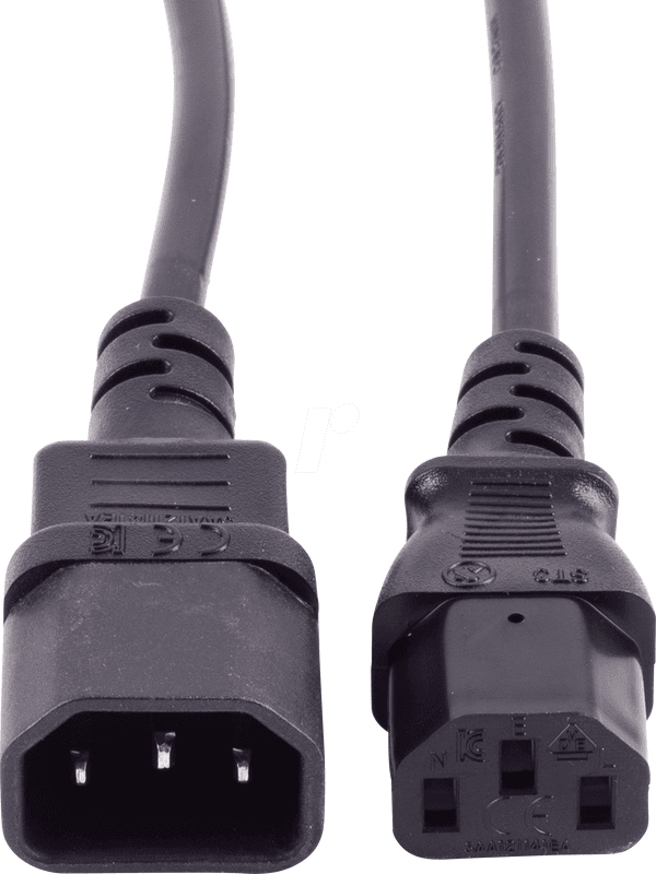 PRO IEC C13, Straight to IEC C14, Straight Power Cord, 2 m Black Polyvinyl Chloride