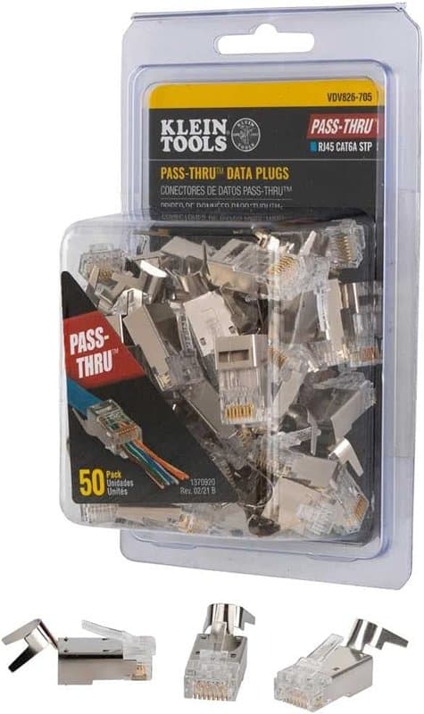 Klein Tools VDV826-705 Modular Data Plugs - 50-Pack for CAT6A & Large CAT6 Cables - Image 1