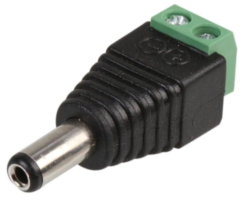 DC 2.1mm Male Power Plug Screw Terminal Connector CCTV 12V Green - Image 1