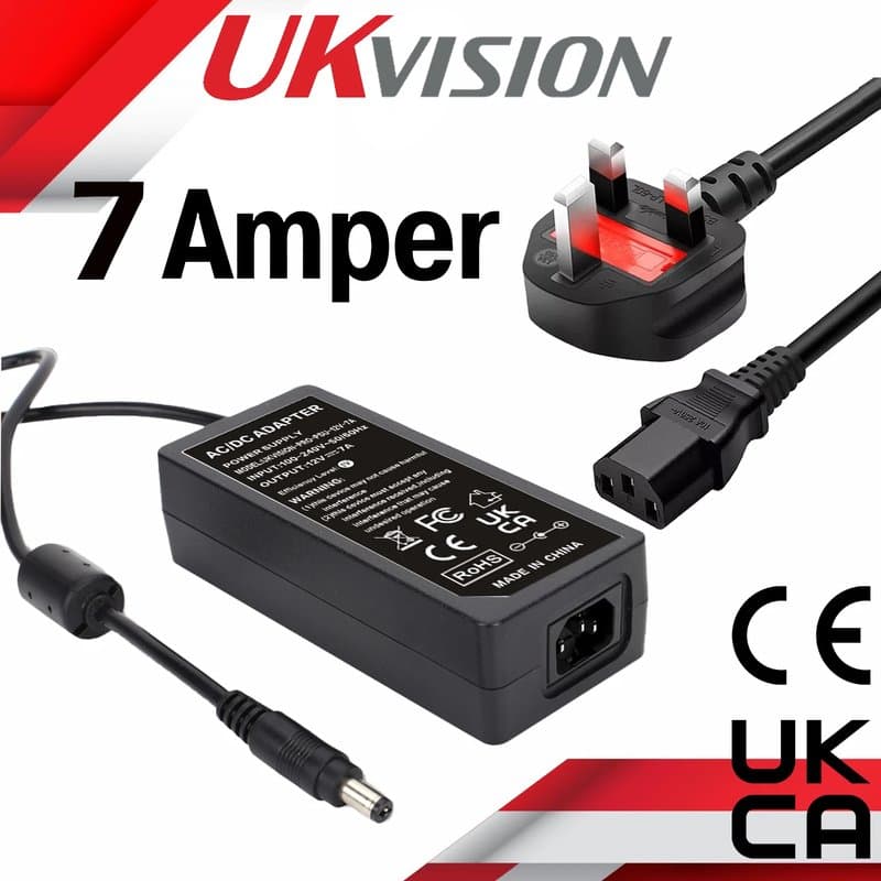 UKVISION 12V 7A CCTV Power Supply Adapter Box UK Plug DC 5.5mm - Image 1
