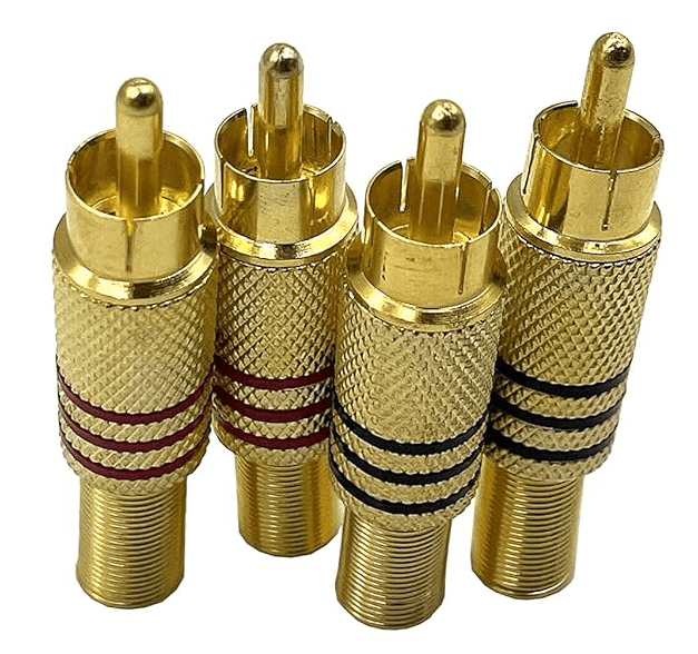 Gold-Plated RCA Male Plug Connector for CCTV Audio Coax Cable - Image 1