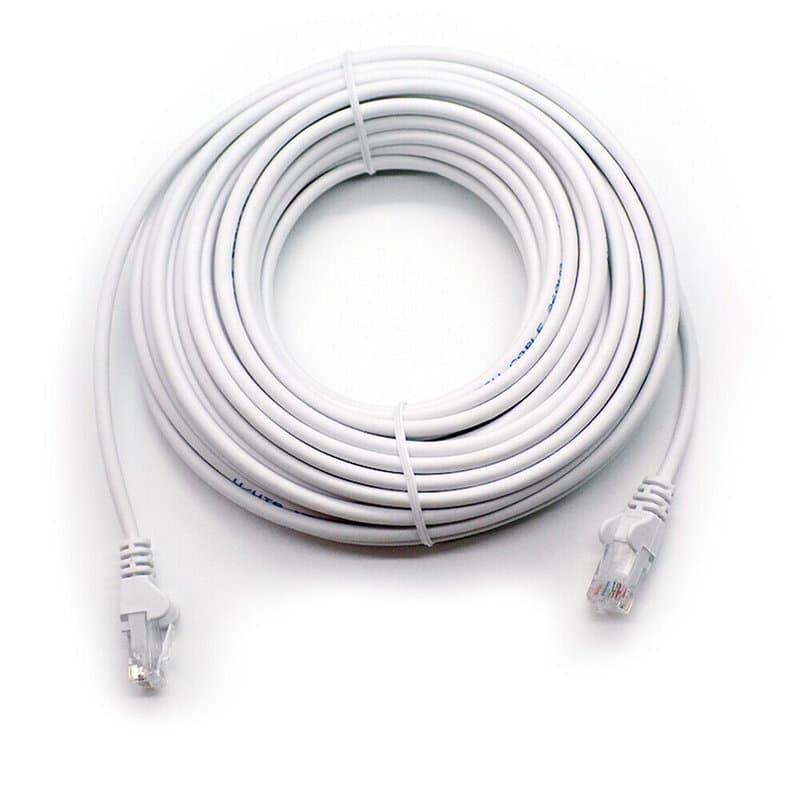 30m Cat6 Ethernet Cable - High-Speed RJ45 Network Patch Lead (White) - Image 1