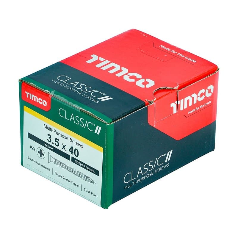 TIMCO Classic Wood Screws 3.5 x 40mm Countersunk Pozi Zinc Pack - Image 1