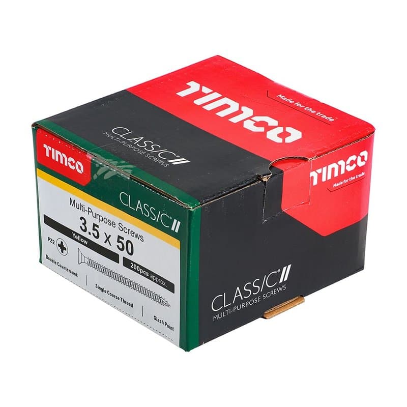 TIMCO Classic Wood Screws 3.5 x 50mm Countersunk Pozi Zinc Pack - Image 1