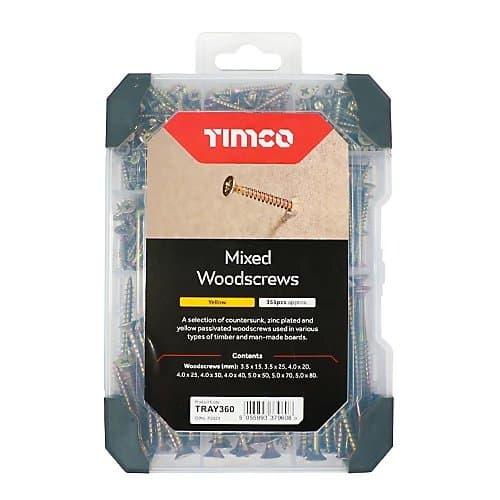 Timco Tray 360 Mixed Woodscrews ZYP 340pcs - Image 1